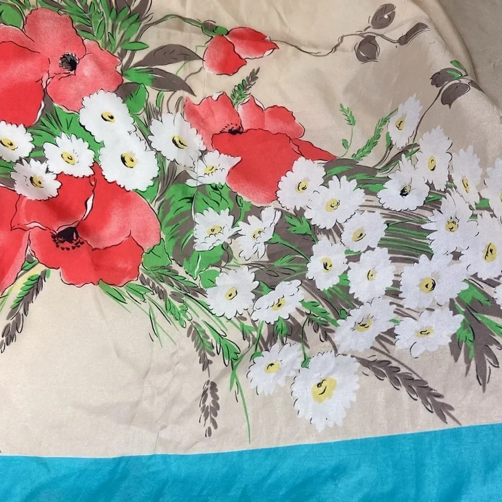 4/$30 Vintage Scarf Floral No Label Size 30”x31”